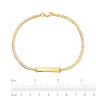 Rectangular ID and 4.5mm Curb Chain Bracelet in Solid 14K Gold - 7"