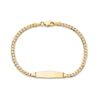 Thumbnail Image 1 of Hexagonal ID and 5.5mm Curb Chain Bracelet in Solid 14K Gold - 7"