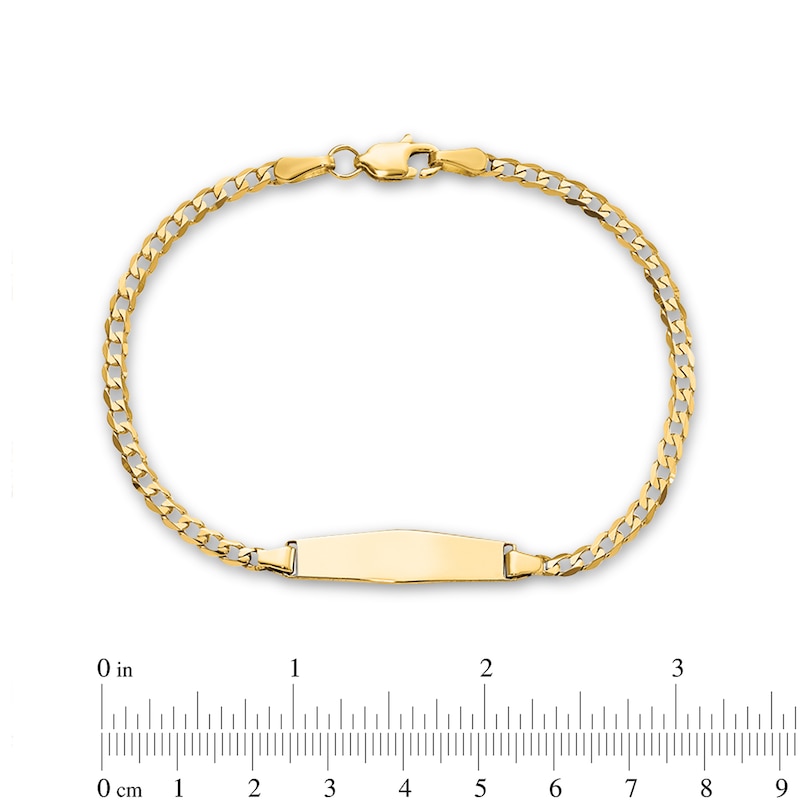 Main Image 2 of Hexagonal ID and 5.5mm Curb Chain Bracelet in Solid 14K Gold - 7"