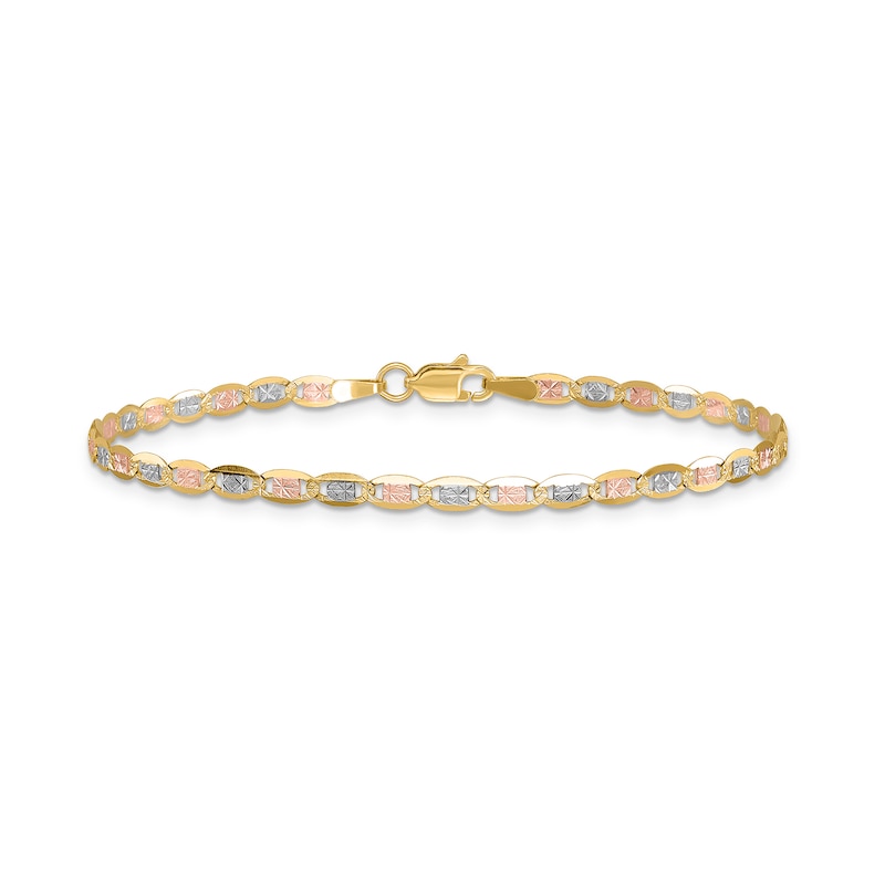 Main Image 1 of 2.75mm Diamond-Cut Valentino Chain Bracelet in 14K Tri-Tone Gold - 7"
