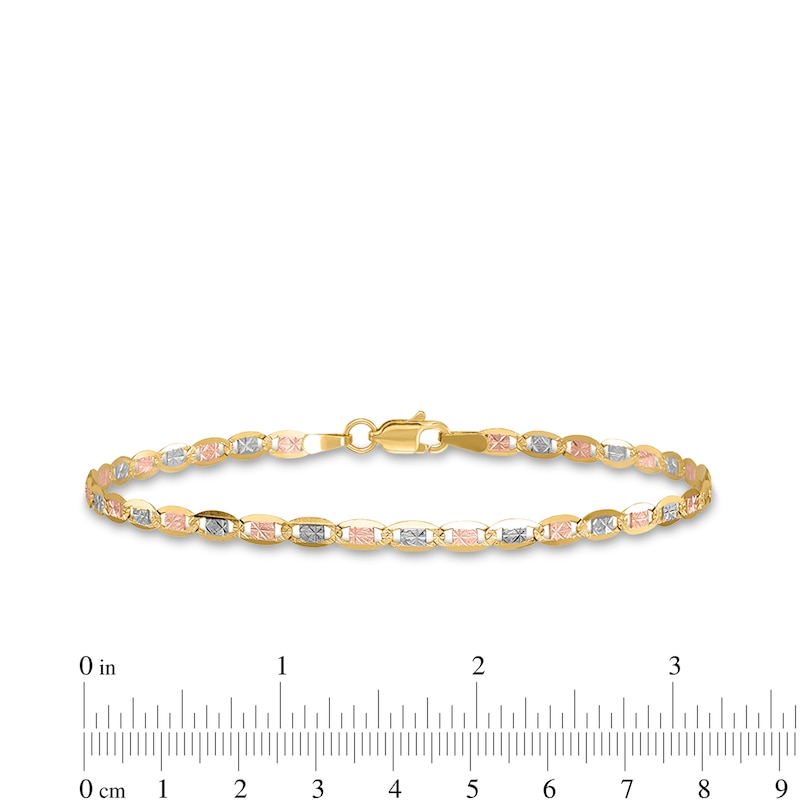 Main Image 2 of 2.75mm Diamond-Cut Valentino Chain Bracelet in 14K Tri-Tone Gold - 7"