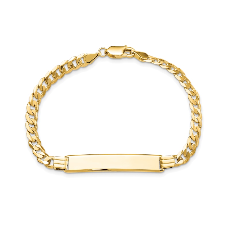 Rectangular ID and 4.75mm Curb Chain Bracelet in Solid 14K Gold - 7"|Peoples Jewellers