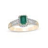 Thumbnail Image 0 of Octagonal Emerald and 0.33 CT. T.W. Diamond Rectangular Frame Triple Row Ring in 14K Gold