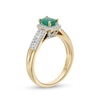 Thumbnail Image 2 of Octagonal Emerald and 0.33 CT. T.W. Diamond Rectangular Frame Triple Row Ring in 14K Gold