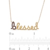 Thumbnail Image 3 of Blue Sapphire Cursive "blessed" Necklace in 10K Gold - 20"