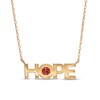 Bezel-Set Garnet "HOPE" Necklace in 10K Gold - 20"