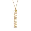 Bezel-Set Peridot Charm and Vertical "FEARLESS" Pendant in 10K Gold - 20"