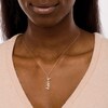Thumbnail Image 2 of Bezel-Set Aquamarine Solitaire Accent Linear Cursive &quot;happy&quot; Pendant in 10K Gold