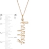 Thumbnail Image 3 of Bezel-Set Aquamarine Solitaire Accent Linear Cursive &quot;happy&quot; Pendant in 10K Gold