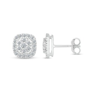 0.40 CT. T.W. Composite Diamond Cushion-Shaped Frame Stud Earrings in 10K White Gold