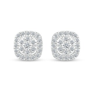 0.40 CT. T.W. Composite Diamond Cushion-Shaped Frame Stud Earrings in 10K White Gold