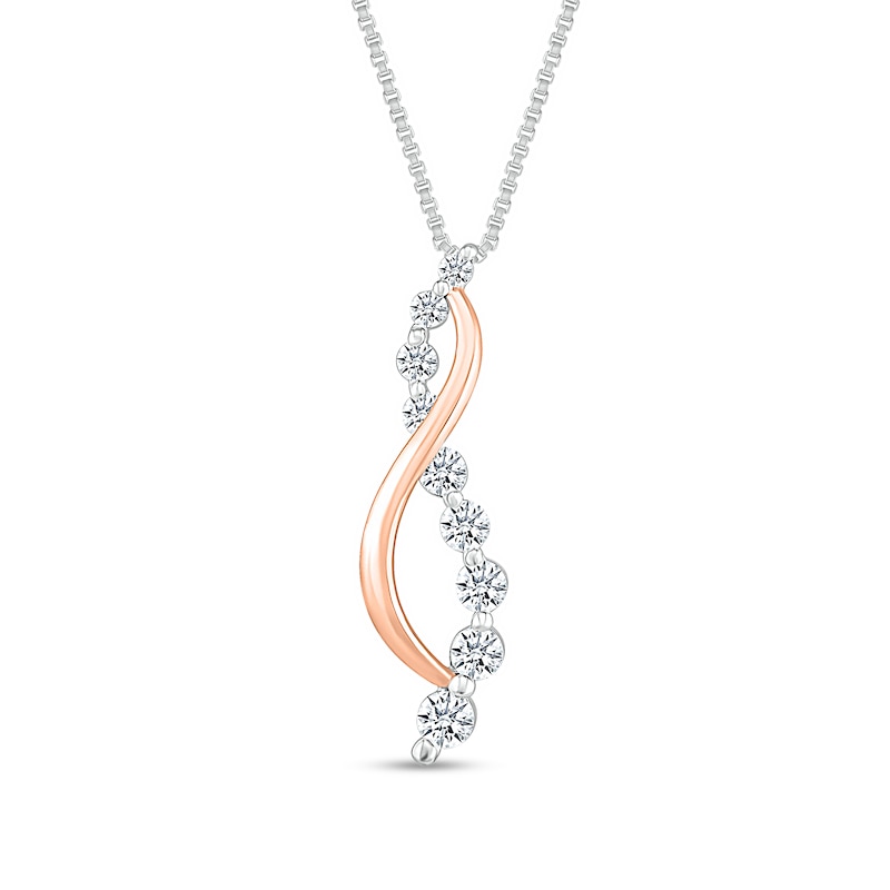 0.40 CT. T.W. Diamond Graduated Crossover Twist Pendant in 10K Two-Tone Gold