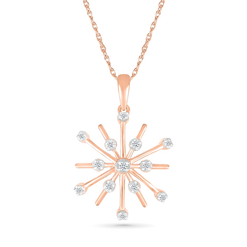 0.085 CT. T.W. Diamond Snowflake Pendant in Sterling Silver with 14K Rose Gold Plate