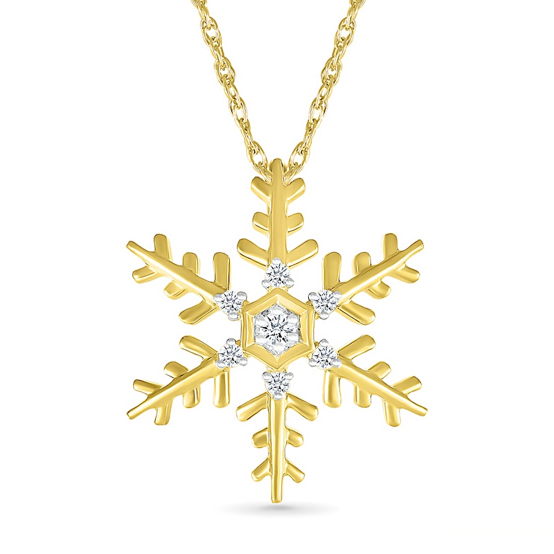 0.04 CT. T.W. Diamond Snowflake Pendant in Sterling Silver with 14K Gold Plate