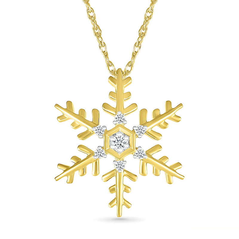 0.04 CT. T.W. Diamond Snowflake Pendant in Sterling Silver with 14K Gold Plate|Peoples Jewellers