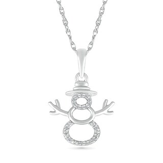 Diamond Accent Layered Snowman Pendant in Sterling Silver
