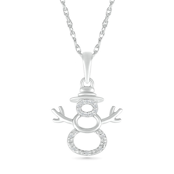 Diamond Accent Layered Snowman Pendant in Sterling Silver