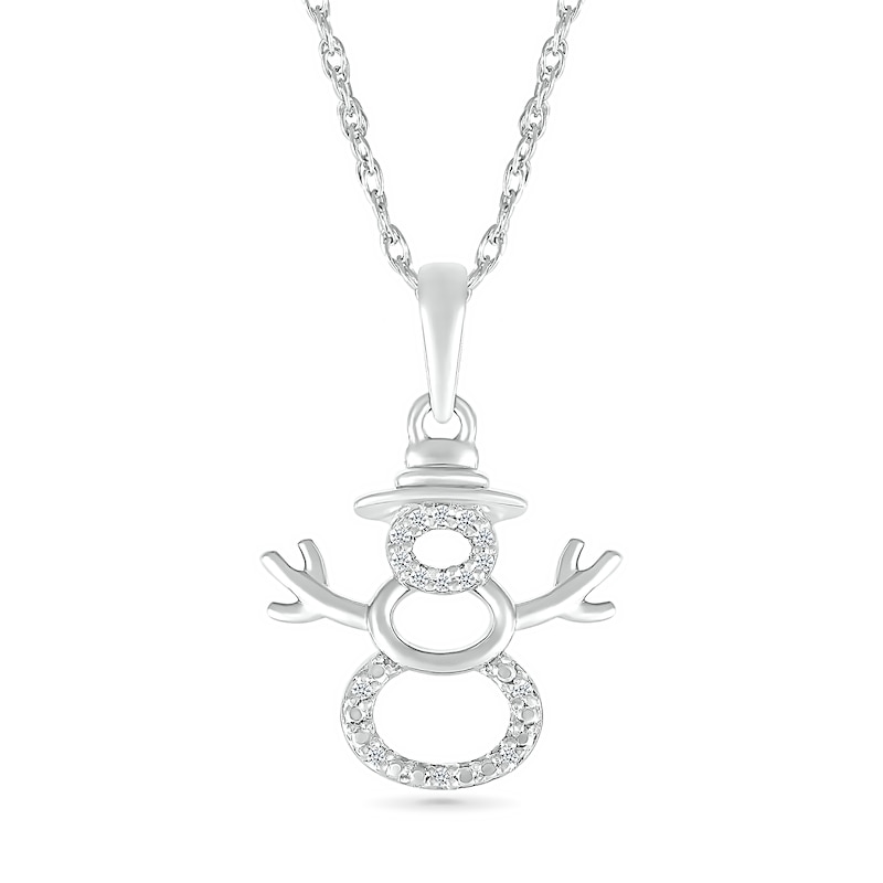 Main Image 1 of Diamond Accent Layered Snowman Pendant in Sterling Silver