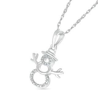 Diamond Accent Layered Snowman Pendant in Sterling Silver