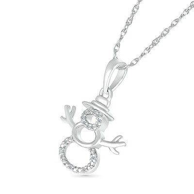 Diamond Accent Layered Snowman Pendant in Sterling Silver