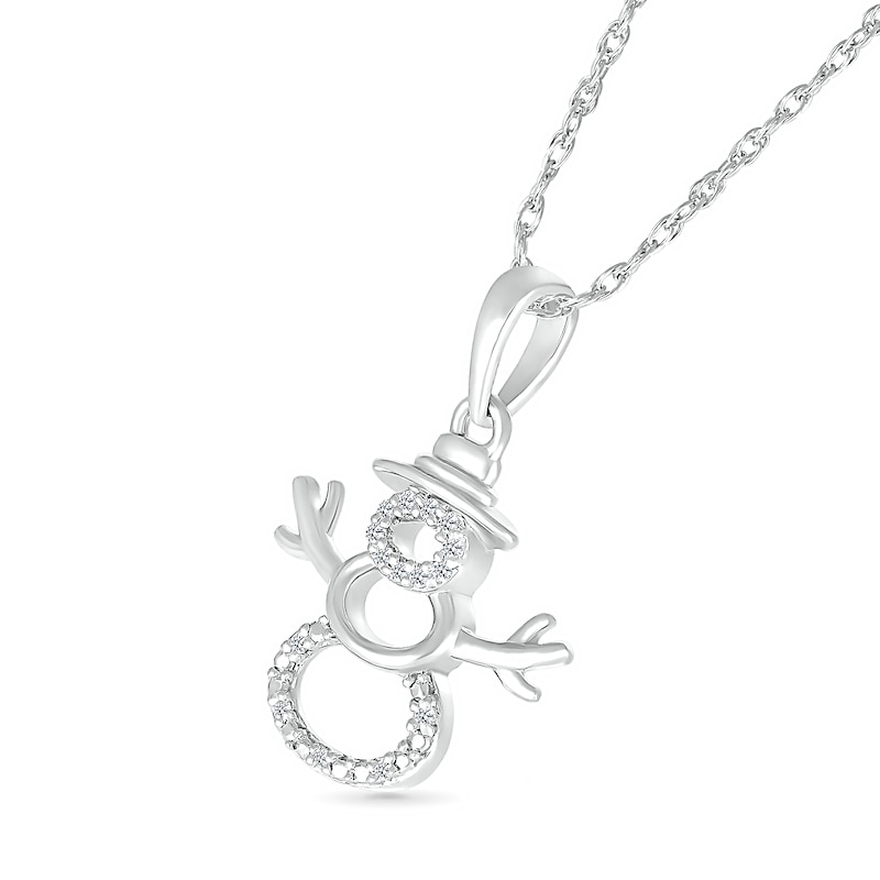 Main Image 2 of Diamond Accent Layered Snowman Pendant in Sterling Silver