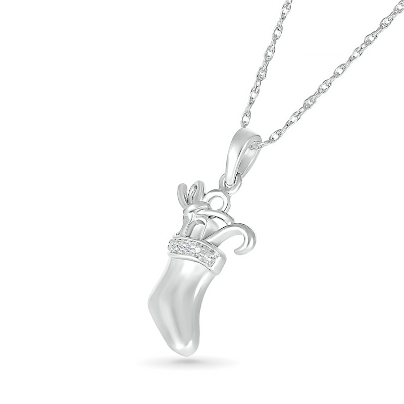 Main Image 2 of Diamond Accent Stocking with Gifts Pendant in Sterling Silver