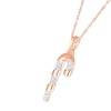 Diamond Accent Candy Cane Pendant in Sterling Silver with 14K Rose Gold