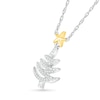 Thumbnail Image 2 of 0.04 CT. T.W. Diamond Christmas Tree with Star Topper Necklace in Sterling Silver and 14K Gold Plate
