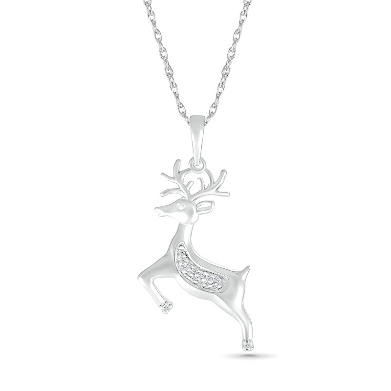 Diamond Accent Reindeer Pendant in Sterling Silver