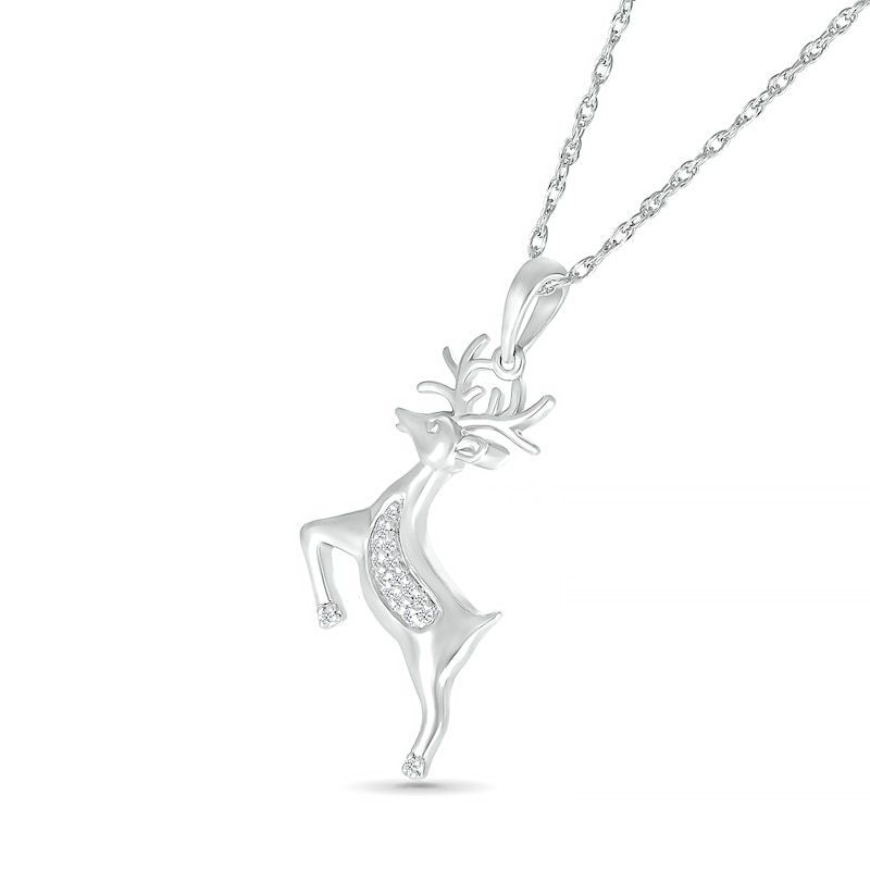 Diamond Accent Reindeer Pendant in Sterling Silver