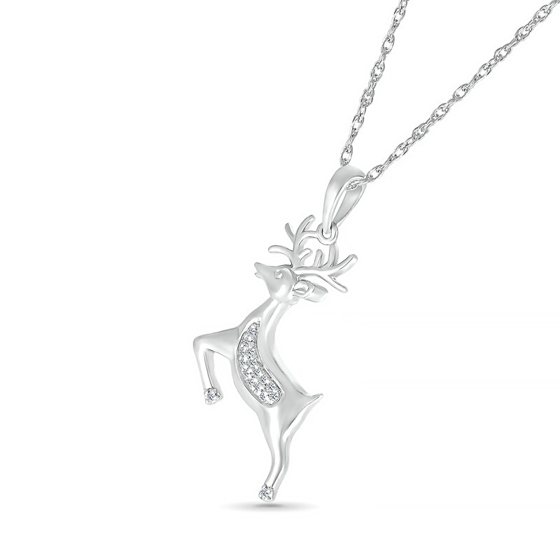 Main Image 2 of Diamond Accent Reindeer Pendant in Sterling Silver