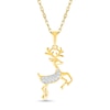 0.04 CT. T.W. Diamond Reindeer Pendant in Sterling Silver with 14K Gold Plate