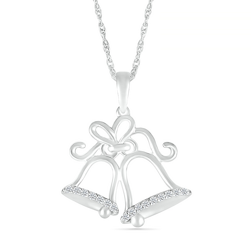 0.065 CT. T.W. Diamond Holiday Bells Pendant in Sterling Silver