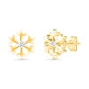 Thumbnail Image 1 of 0.04 CT. T.W. Diamond Snowflake Stud Earrings in Sterling Silver with 14K Gold Plate