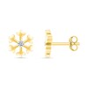 Thumbnail Image 2 of 0.04 CT. T.W. Diamond Snowflake Stud Earrings in Sterling Silver with 14K Gold Plate