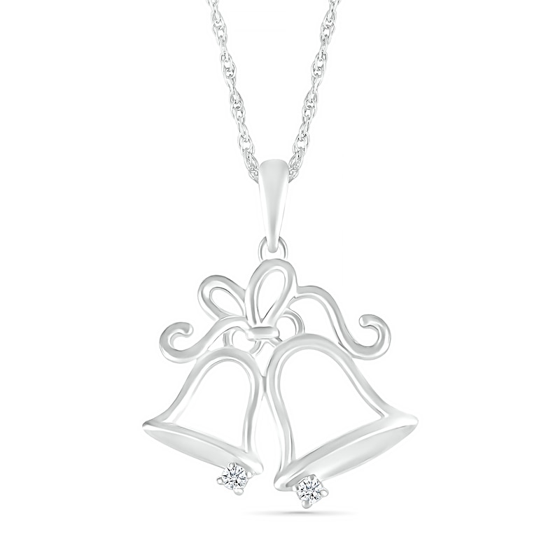 Diamond Accent Holiday Bells Pendant in Sterling Silver