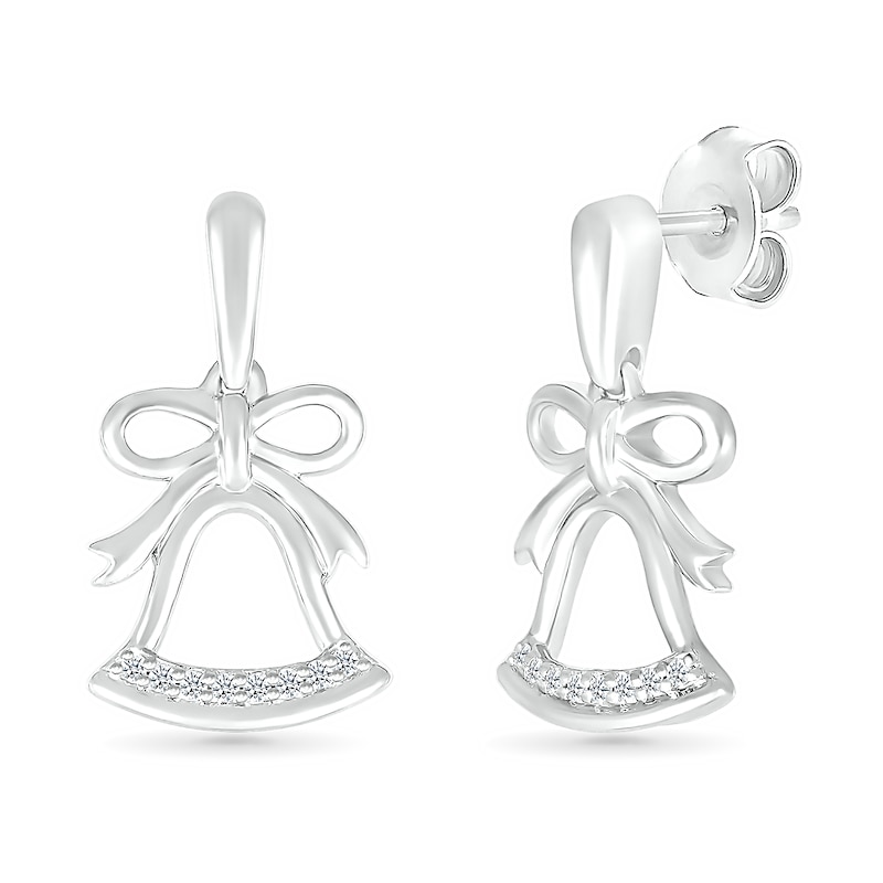 0.04 CT. T.W. Diamond Holiday Bell Drop Earrings in Sterling Silver|Peoples Jewellers