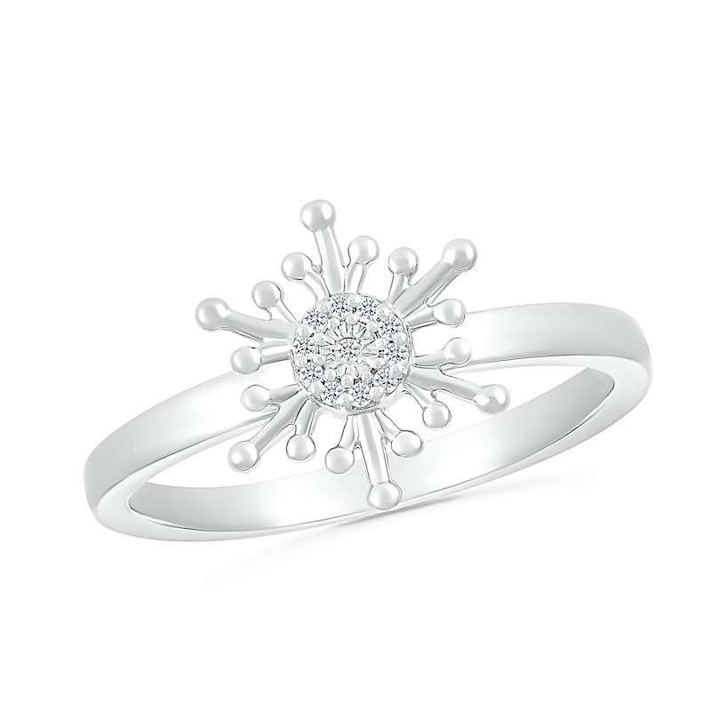 Main Image 1 of Diamond Accent Snowflake Ring in Sterling Silver