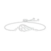 Thumbnail Image 1 of 0.04 CT. T.W. Diamond Sideways Angel Wing Bolo Bracelet in Sterling Silver - 9.5"