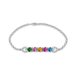 Mother's Gemstone Heart Ends Bracelet (1-8 Stones) - 7.5"