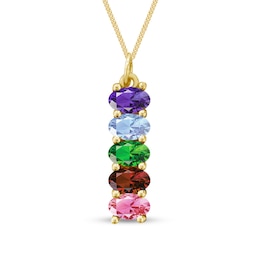 Sideways Oval Gemstone Pendant (1-5 Stones)