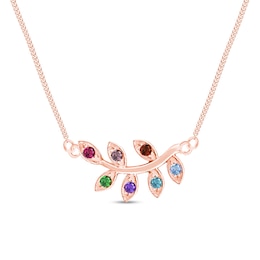 Gemstone Leafy Vine Family Necklace (7 Stones)