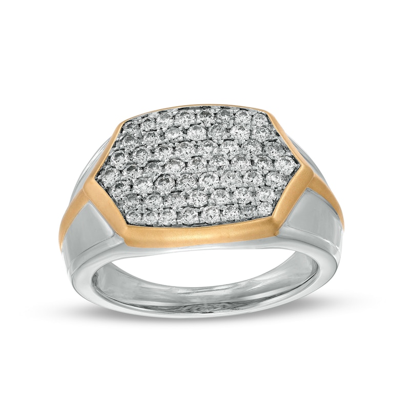 Men's 1.00 CT. T.W. Diamond Stretched Hexagon Ring in 10K Two-Tone Gold