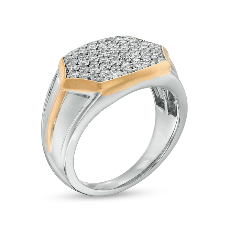 Men's 1.00 CT. T.W. Diamond Stretched Hexagon Ring in 10K Two-Tone Gold