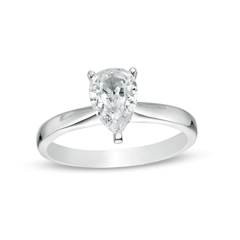 1.00 CT. Certified Pear-Shaped Lab-Created Diamond Solitaire Engagement Ring in 14K White Gold (F/SI2)