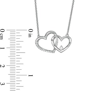 0.10 CT. T.W. Diamond Interlocking Hearts Necklace in Sterling Silver