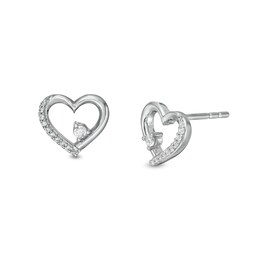 0.10 CT. T.W. Diamond Heart Stud Earrings in Sterling Silver