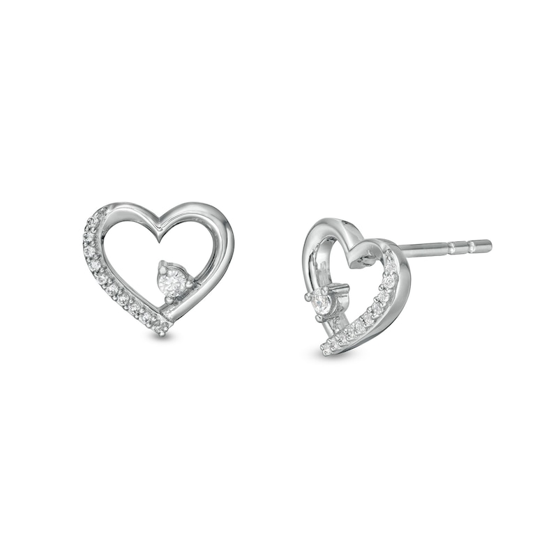 0.10 CT. T.W. Diamond Heart Stud Earrings in Sterling Silver|Peoples Jewellers