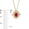 Thumbnail Image 2 of Oval Ruby and 0.20 CT. T.W. Diamond Starburst Pendant in 14K Gold