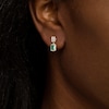 Thumbnail Image 2 of Emerald-Cut Emerald and 0.25 CT. T.W. Diamond Frame Drop Earrings in 14K Gold